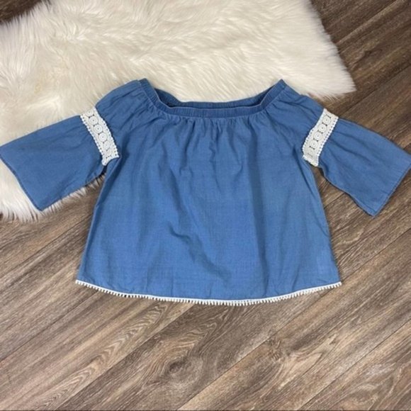 Joe's Jeans Tops - Joe’s Jeans Off Shoulder Chambray Blue Top